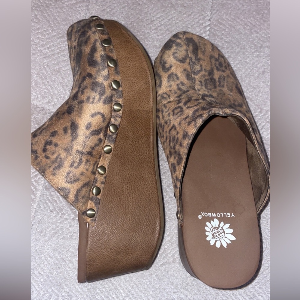 Yellowbox studded animal print platform clog